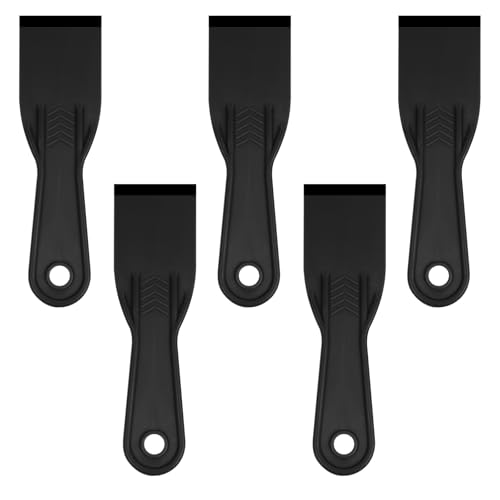 5 PCS Plastic Putty Knife, 2 Inch Flexible Plastic Paint Scraper Tool for Taping Drywall Wall Painting Putty Knives Set Spreader Spackle Tool for Spackling Patching Flexible Putty Knife, Black