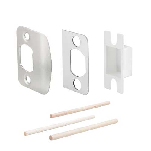 Standard Door Lock Strike Plate with Spacer Shim, Door Latch Restorer, Universal Security Striker, Repair Kits to Fix Door Won’t Latch in (Satin Nickel) - color: Satin Nickel, size: 1 Pack