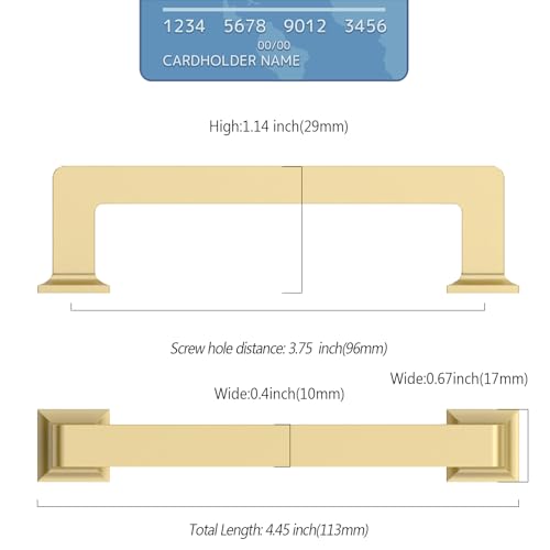 9Build Cabinet Hardware 10 Pack - 3.75 Inch Gold Cabinet Pulls and Handles for Cabinets - color: Gold, size: 3.75"/96MM Hole Center, style: 10 Pack