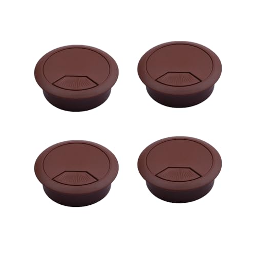 4 Pack Office Desk Grommet 2'' Round Cable Hole Caps Cover Organizer Stopper Cord Hider Buckle for Computer Desk Executive Standing Table Desktop PC Gaming Desks (Brown) - color: Brown