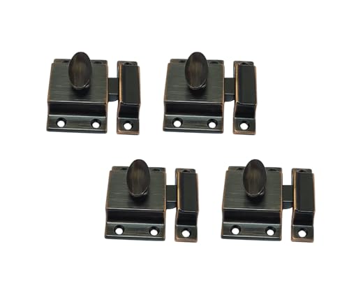 QCAA Traditional Large Oval Turn Cabinet Latch, Solid Brass, 2", for Cupboard & Other Furniture, Venetian Classical ORB (Oil-Rubbed Bronze), 4 Pack, Made in Taiwan - color: Venetian Classical ORB, size: 4pack