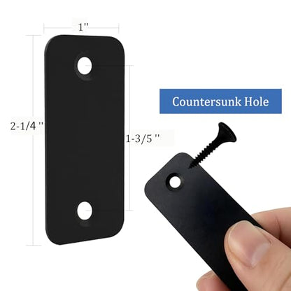 Door Edge Latch Hole Cover Plate for Deadbolt, Stainless Steel Door Edge Hole Filler Plate to Hide Unused Latch Holes, 1" x 2-1/4" (57 x 25 mm) (Black, 1" x 2-1/4") - color: Black