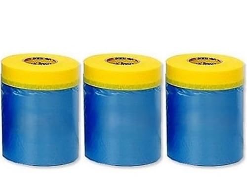 Multi Size Pack - No Residue Painters Plastic Drop Cloth for Painting -Taped Masking Film (65 Feet) (3 of Set (17.7 in))