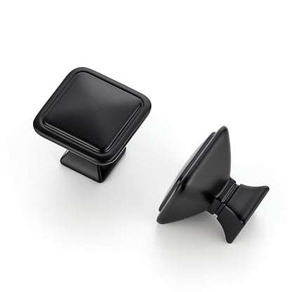 Ravinte 5 Pack Solid Single Hole Square Foot Cabinet Arch Knobs Kitchen Matte Black Knobs Black Drawer Pulls Kitchen Cabinet Hardware Pulls for Cupboard Handles - color: Matte Black