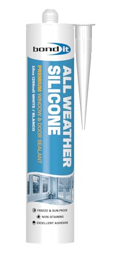 Bond It All Weather Silicone, Premium Window and Door Sealant, Waterproof Silicone Sealant, Permanently Flexible, Low Odor, Neutral Cure, Interior & Exterior Use, 10 oz, White - color: White