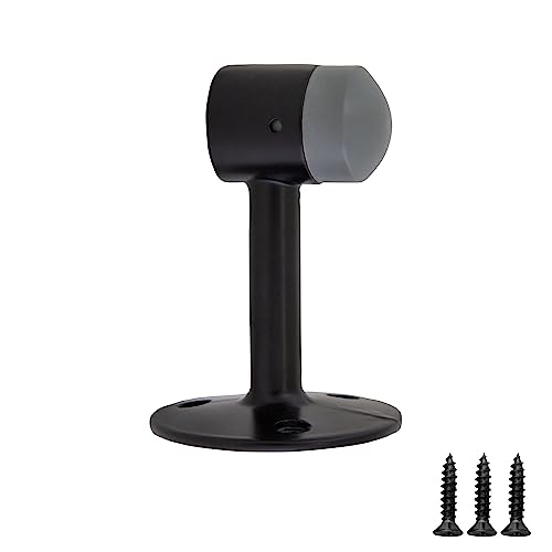 Design House Gooseneck Door Stop Wall Protector with Rubber Tip, Design House Matte Black Aluminum Door Stopper, 2-Pack, 189290-MB - color: Matte Black, size: 2 Pack, style: Gooseneck Doorstop