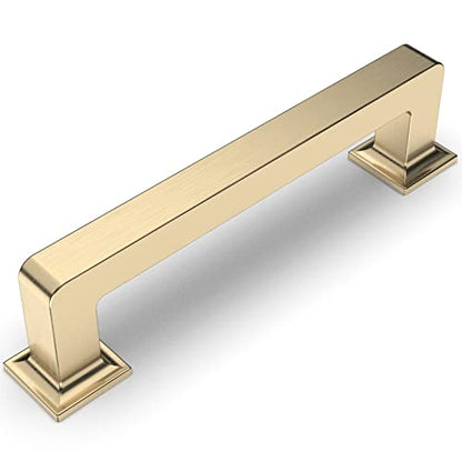 Amerdeco 10 Pack Brushed Brass Cabinet Pulls 3-3/4 Inch(96MM) Hole Centers Kitchen Cabinet Handles Cabinets Hardware Kitchen Handles for Cabinets Cupboard Handles Drawer Pulls ZH0019 - color: Brushed Brass, size: 3.75"/96mm Hole Center