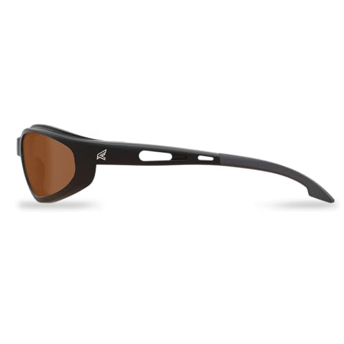 EDGE Dakura | Polarized Safety Glasses | ANSI Rated | Anti-Slip | 99.9% UV Protection | 3X Dipper Anti-Scratch (Black, Polarized Copper Driving) - color: Black