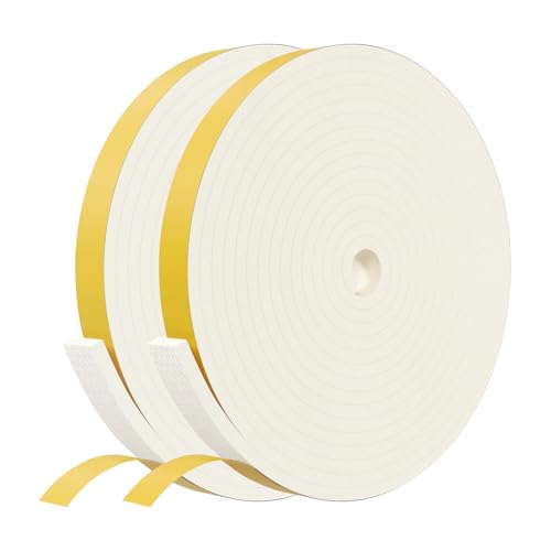 Weather Stripping Door Seal Strip,White Weatherproof Foam Tape Insulation for Sliding Door, Front Door Frame, Windows (1/2 in x 1/4 in x 65.6Ft) - color: White, size: 1/2Inx1/4Inx65.6Ft