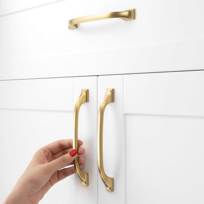 10 Pack Brushed Gold Cabinet Pulls 5 Inch Gold Cabinet Handles Gold Hardware for Kitchen Cabinets 8222 Drawers Bedroom Dresser Bathroom Vanity Cupboard - color: Brushed Gold, size: 5 Inches, style: 10 Pack Arch Pull
