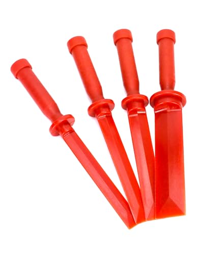 QWORK Plastic Chisel Scraper Set, 3/4", 7/8", 1", 1-1/2" Chemical Resistant Scraper Tool, No-marring Plastic Chisel Set for Removes Debris, Adhesives, Film, Paint