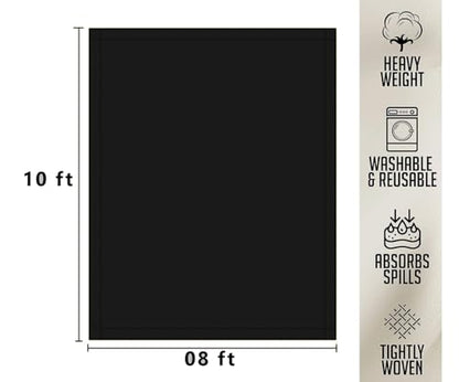 ZUPERIA Black Drop Cloth (8 x 10 Feet - Pack of 1) - Pure Canvas Drop Cloth for Painting, Curtains & Floor Protection Washable & Reusable Tight Woven Paint Cover for Multipurpose use - size: 8 X 10 - 1 Pack