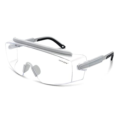 UKNOW Safety Goggles Over Glasses, Safety Glasses Anti Fog Wraparound Eye Protection, Protective Eyewear ANSI Z87.1 - color: Gray