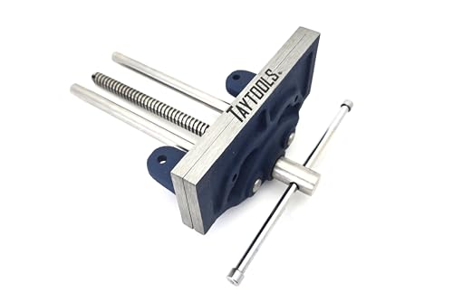 7" Light-Duty Woodworking Vise – Cast Iron Bench Vise with Trapezoidal Thread Screw & Dual Guide Bars – 6-1/8" Jaw Opening – Under-Bench Mount for Carpentry, Woodshop, and DIY Projects