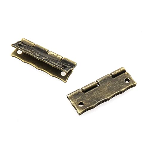 MEETOOT Zinc Alloy Jewelry Box Antique Vintage Latch Hasp with 2 Hinges and Mounting Screws, Bronze