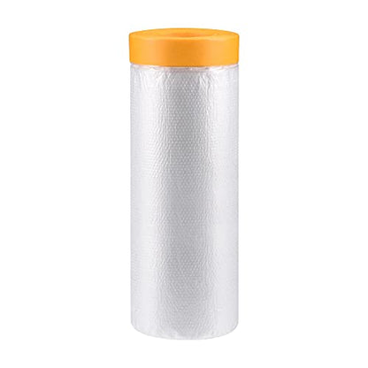 uxcell Pre-Taped Masking Film, 59 in x 65 Ft, Plastic Drop Cloth with Medium-Tack Painters Tape for Painting Protection - size: 59 in x 65 Ft