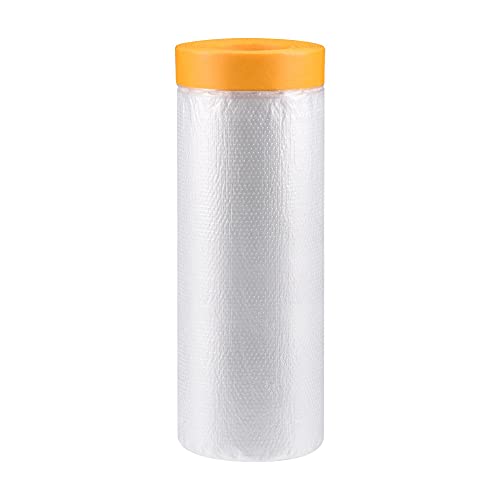 uxcell Pre-Taped Masking Film, 59 in x 65 Ft, Plastic Drop Cloth with Medium-Tack Painters Tape for Painting Protection - size: 59 in x 65 Ft