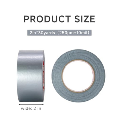 Heavy-Duty Duct Tape 2 in x 30 Yards,10 Mil Thick, Waterproof, Strong Adhesive for Repair, No Residue, All Weather, Rubberized Fabric Tape for Indoor & Outdoor Use (1)