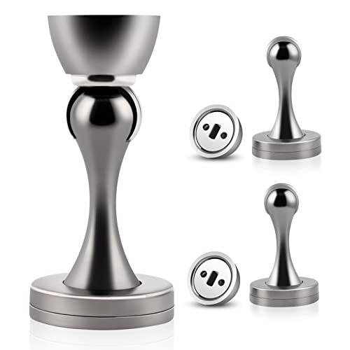 KOLAKO Door Stoppers, Magnetic Door Stops, Wall Floor Mount Heavy Duty Magnet Door Holder Soft Catch, Magnetic Doorstop for Bottom of Doors - color: Gunmetal Gray, size: 3 Pack