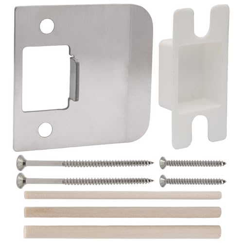 Extended Lip Strike Plate, 2-1/4 x 2-1/4 Inch Stainless Steel Door Lock Repair Kit with Spacer Shim, Extender Striker for Wider Jambs, Enhanced Latch Engagement & Frame Protection (Sliver) - color: Silver