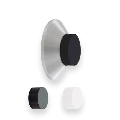 EVI Herrajes | Adhesive Door Stop | Wall Mounting | 1.37x0.59in | Satin Matt Stainless Steel | Conical Shape | Two Rubbers Included | Adhesive or Screw Installation - color: Matte Stainless Steel, size: 35x15mm