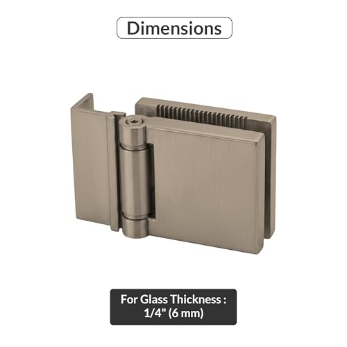 FHC JMH1LBN L-Mount Universal Hinge for 1/4" Glass - Brushed Nickel - color: Brushed Nickel