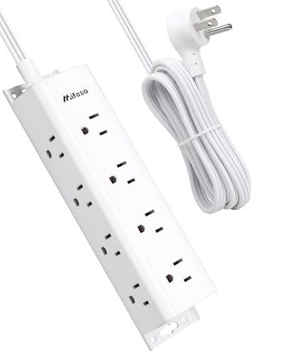 Surge Protector Power Strip - Widely Spaced Multi Outlets, Wall Mount, 3 Side Outlet Extender with Extension Cord, Flat Plug, Overload Protection, Home Office Dorm Room Essentials (5FT, White) - color: White