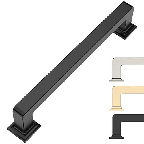 9BUILD 6 Pack 5 Inch Matte Black Cabinet Pulls - Kitchen Cabinet Hardware - Drawer Pulls - color: Matte Black, size: 5"/128MM Hole Center, style: 6 Pack