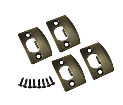 QCAA Solid Brass Latch Strike Plate L 2-1/4" x W 1-7/16", Screw Hole CTC 1-5/8", Antique Brass, Made in Taiwan, 4 Pack - color: Antique Brass, size: 4 Pack