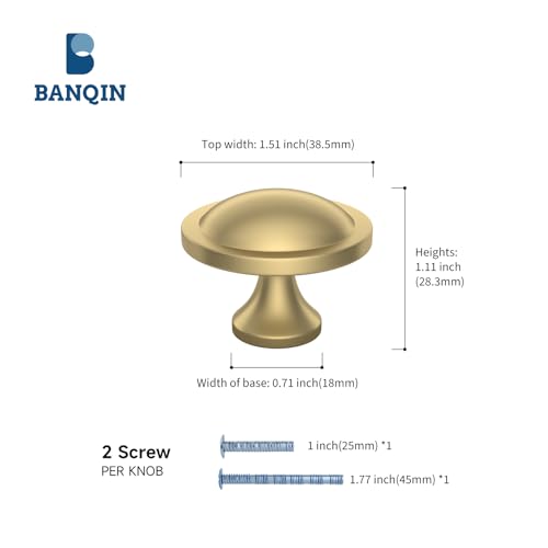 10 Pack Gold Cabinet Knobs Drawer Dresser Knob Round Mushroom Hardware Diameter 1-1/2 Inch - color: Matte Gold
