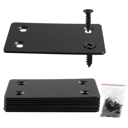 20 Pcs Metal Flat Straight Brace Bracket 2.36 x 1.5 Inch (L x W) Mending Plates Fixing Corner Brace with Screws for Furniture Repair (Black,4 Holes) - size: 20Pcs 2.36 x 1.5 Inch ,4 Holes