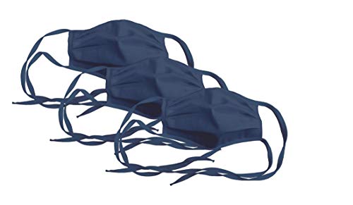 Adjustable Cotton Blend Face Cover 3-Pack, Blue Twill, 65% Poly Blend - Assorted Blue, 5 in x 4.5 in x 0.5 in (226673) - color: 65% Poly Blend - Assorted Blue, size: 3 Count (Pack of 1)