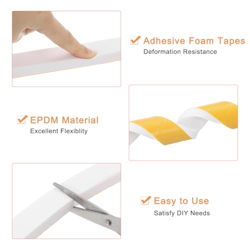 uxcell 1 Roll Foam Weather Stripping, 1/4" Wide X 1/16" Thick X 32.81 Ft Door Seal Strip Adhesive Foam Tape White Insulation Strip for Door Window - size: 1/4"x 1/16"x 32.81 Ft