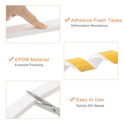 uxcell 1 Roll Foam Weather Stripping, 1" Wide X 3/4" Thick X 16.4 Ft Door Seal Strip Adhesive Foam Tape White Insulation Strip for Door Window - size: 1"x 3/4"x 16.4 Ft