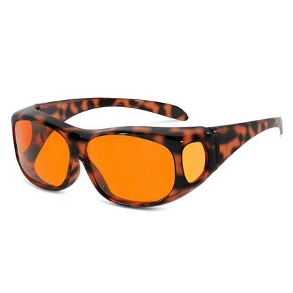Eyekepper 100% Blue Light Reduction,Huge Fitover Anti-Blue Blocking Computer Eyeglasses with Extra Amber Lenses, Tortoise - color: 1806-tortoise-100% Blue Light Blocking