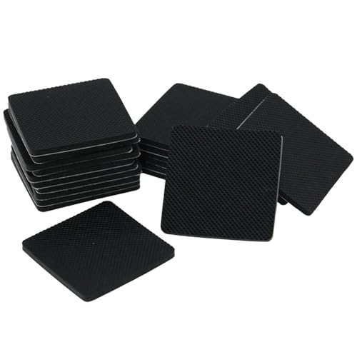 20pcs Black Non Slip Furniture Pads,Solid Rubber Furniture Pads Self Adhesive Anti-Sliding Grippers,Rubber Feet for Bed Couch Table/Floor Protectors(2inch Square) - size: 2inch