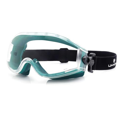 UKNOW Safety Goggles Over Glasses - Anti-Fog Clear Lens - ANSI Z87.1 Certified Eye Protection for Lab Work, Industrial Use - color: Teal
