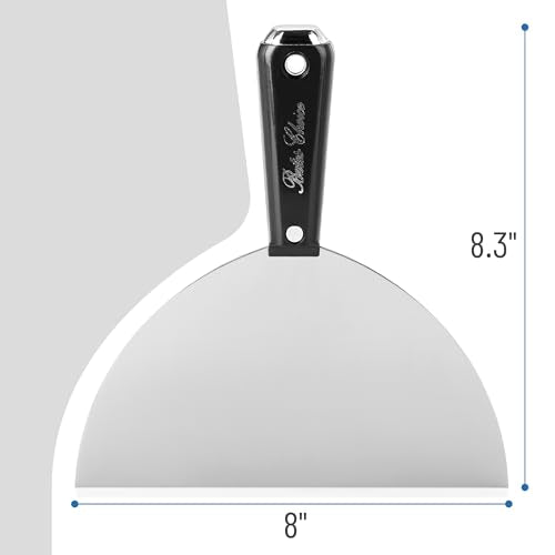 Bates- Putty Knife, 8 Inch, Plastic Handle, Carbon Steel, Flexible, Metal Scraper, Drywall Spackle Knife, Metal Paint Scraper Tool, Putty Knife Scraper, Wall Scraper - color: Black, size: 8 Inch