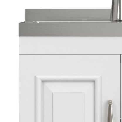 SIMPLIHOME Darwin All-in-One 20 inch Wide Utility Sink and Laundry Cabinet in Pure White Finish, Transitional Stainless Steel Sink Cabinet for Laundry Rooms with High-Arch Chrome Faucet and Storage - size: 20 Inch, style: Stainless Steel Sink