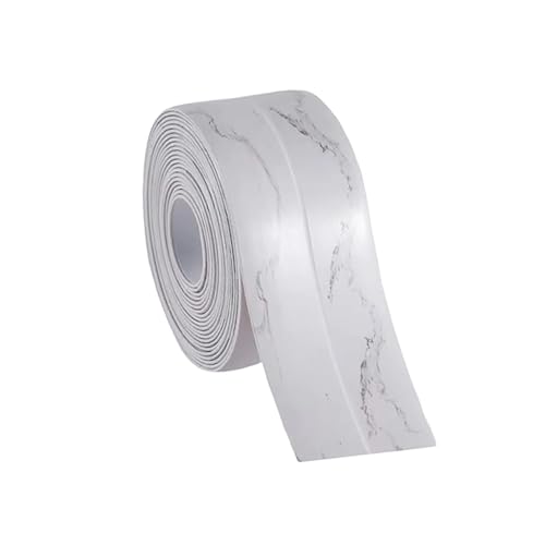 Dstorelhp Caulk Tape Waterproof Self Adhesive, Decorative Caulking Tape for Kitchen, Countertop, Bathroom, Sink, Bathtub, Toilet, Shower (White Marble, 1Roll-1.5" x 10.5Ft) - color: White Marble, size: 1roll-1.5" x 10.5Ft