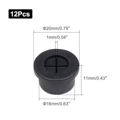 5/8 Inch Cable Grommet (16mm) – 12 Pcs Flexible Rubber Hole Cover Caps for Cabinets, Furniture Backs, Phone/Power Cable Pass-Through (Black) - size: 12pcs 5/8"(16mm)