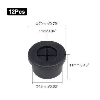 5/8 Inch Cable Grommet (16mm) – 12 Pcs Flexible Rubber Hole Cover Caps for Cabinets, Furniture Backs, Phone/Power Cable Pass-Through (Black) - size: 12pcs 5/8"(16mm)