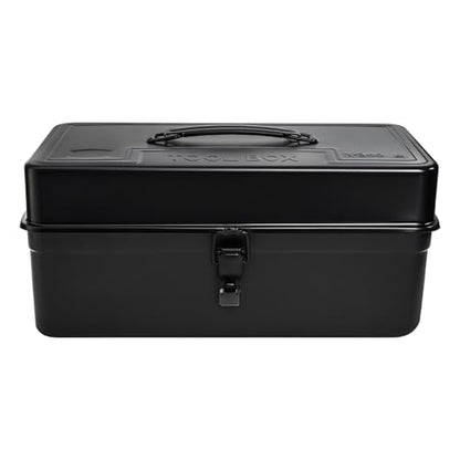 Tosnail Metal Tool Box, 14" Portable Empty Toolbox with Handle, Latch Closure and Removable Divided Storage Tray, Heavy Duty Craftsman Tools Organizer, Black