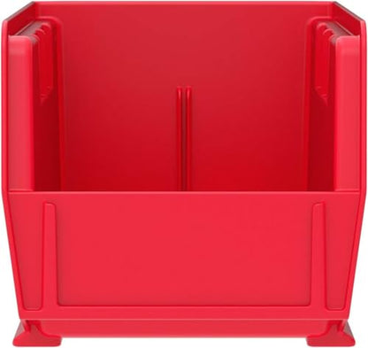 Akro-Mils 30230 AkroBins Plastic Storage Bins, Space-Saving Stackable Bins for Garage, Pantry, Craft Organization, 11" x 5" x 5", Red, 12-Pack - color: Red