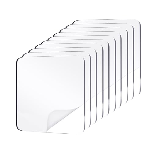 10 PCS 2.4" Clear Double Sided Adhesive Pads for Mounting, Waterproof Sticker Strong Heavy Duty Square Sticky Patch Walls Hanging Nano Gel Tape for DIY Craft Home Office