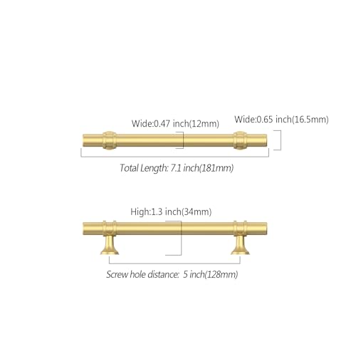 Asidrama 10 Pack 5 Inch(128mm) Brushed Gold Kitchen Cabinet Handles, Cabinet Pulls Kitchen Cabinet Hardware Cupboard Handles Drawer Pulls - color: Brushed Gold, size: 5" Hole Center, style: 10 Pack
