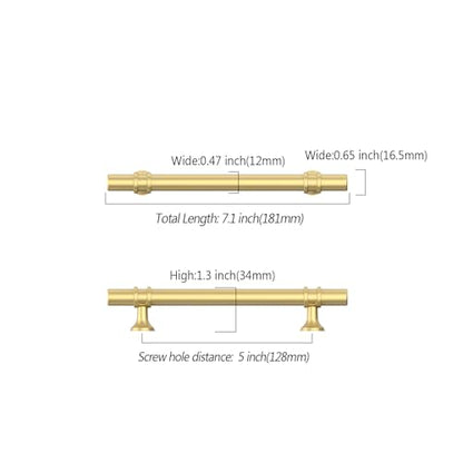Asidrama 10 Pack 5 Inch(128mm) Brushed Gold Kitchen Cabinet Handles, Cabinet Pulls Kitchen Cabinet Hardware Cupboard Handles Drawer Pulls - color: Brushed Gold, size: 5" Hole Center, style: 10 Pack