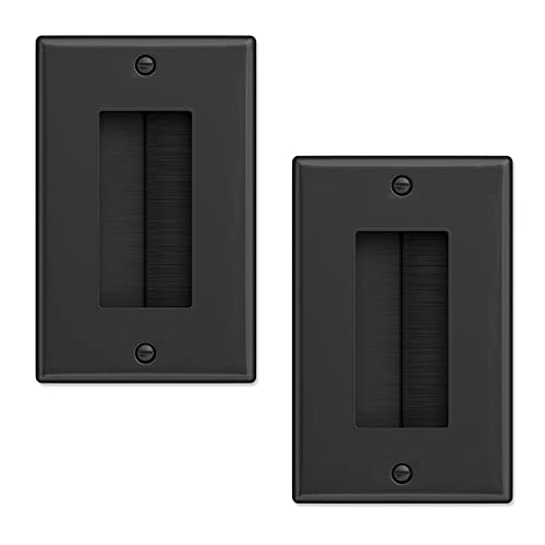 Iwillink Brush Wall Plate (2 Pack), Cable Pass Through Insert for Wires, Single Gang Cable Access Strap, Wall Socket for HDTV, Home Theater Systems Black - color: Black, size: 2pack