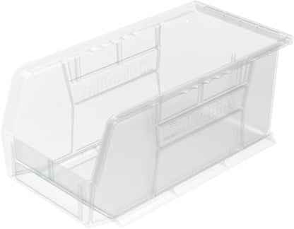 Akro-Mils 30230 AkroBins Plastic Storage Bins, Space-Saving Stackable Bins for Garage, Pantry, Craft Organization, 11" x 5" x 5", Clear, 12-Pack - color: Clear
