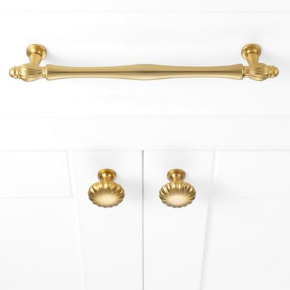 Brushed Gold Cabinet Knobs Gold Drawer Knobs, 10 Pack 1-1/4 Inch, 2510 Single Hole Cabinet Pulls for Kitchen Cabinets Drawers Bedroom Dresser Cupboard Bathroom Vanity - color: Brushed Gold, size: Single Hole